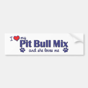 Ik hou van mijn Pit Bull Mix (Vrouw Dog) Bumpersticker