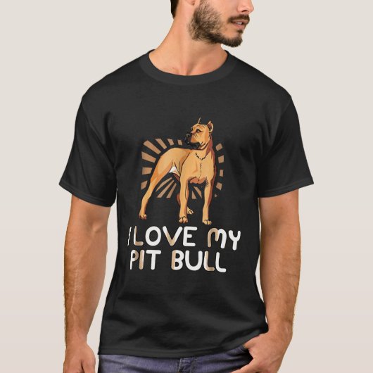 Ik hou van mijn Pit Bull Pitbull-liefhebber T-shirt (Voorkant)