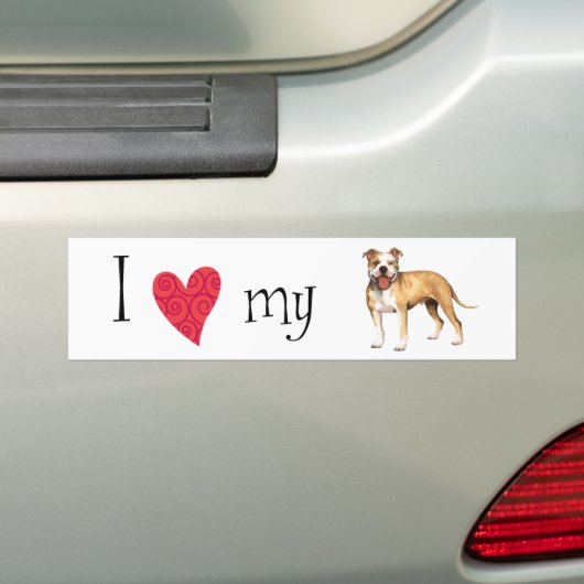 Ik hou van mijn Pit Bull Terrier Bumpersticker (Op auto)