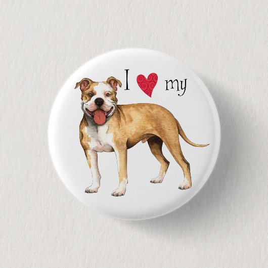 Ik hou van mijn Pit Bull Terrier Ronde Button 3,2 Cm (Voorkant)