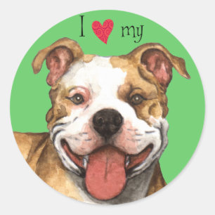 Ik hou van mijn Pit Bull Terrier Ronde Sticker