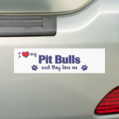 Ik hou van mijn pit bulls (meerdere honden) bumpersticker (Op auto)