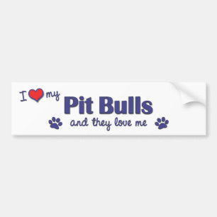 Ik hou van mijn pit bulls (meerdere honden) bumpersticker
