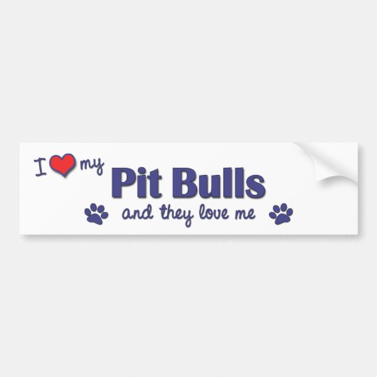 Ik hou van mijn pit bulls (meerdere honden) bumpersticker (Voorkant)