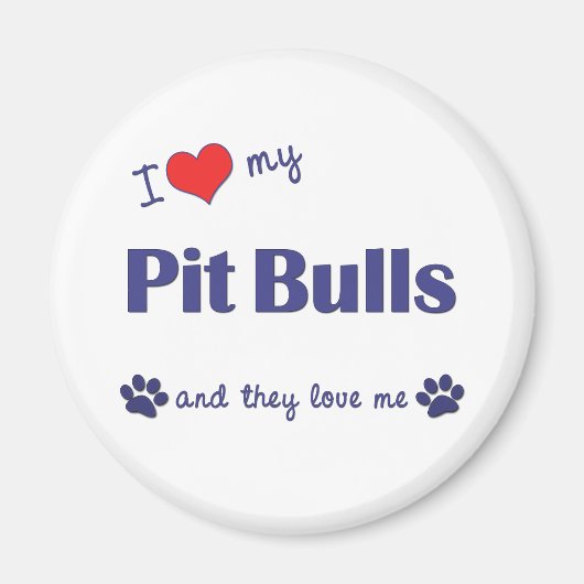 Ik hou van mijn pit bulls (meerdere honden) magneet (Voorkant)