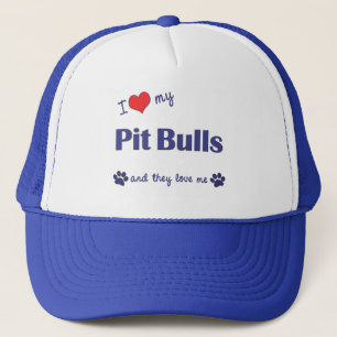 Ik hou van mijn pit bulls (meerdere honden) trucker pet