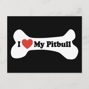 Ik hou van mijn Pitbull - Dog Bone Briefkaart