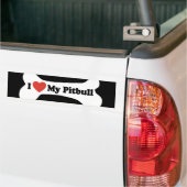 Ik hou van mijn Pitbull - Dog Bone Bumpersticker (Op Truck)