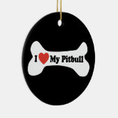 Ik hou van mijn Pitbull - Dog Bone Keramisch Ornament (Rechts)