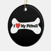 Ik hou van mijn Pitbull - Dog Bone Keramisch Ornament (Links)