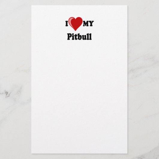 Ik hou van mijn Pitbull Dog Briefpapier (Voorkant)