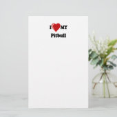Ik hou van mijn Pitbull Dog Briefpapier (Staand voorkant)