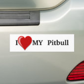 Ik hou van mijn Pitbull Dog Bumpersticker (Op auto)