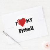 Ik hou van mijn Pitbull Dog Ronde Sticker (Envelop)