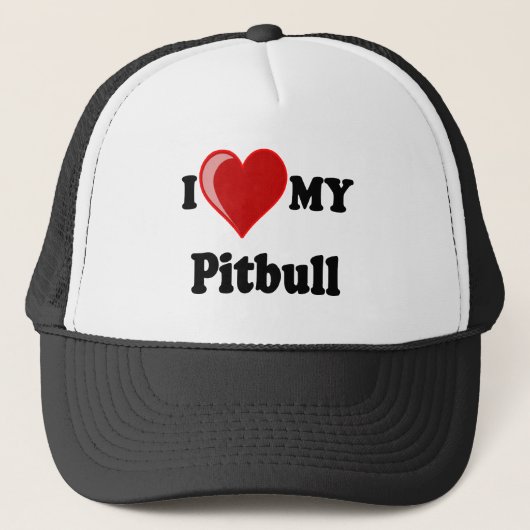 Ik hou van mijn Pitbull Dog Trucker Pet (Voorkant)