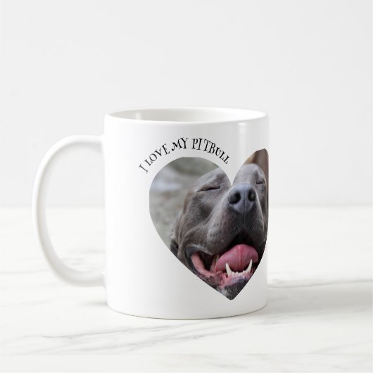 Ik hou van mijn pitbull hond aangepaste foto koffiemok (Links)