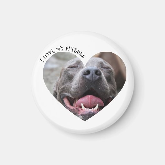 Ik hou van mijn pitbull hond aangepaste foto magneet (Voorkant)