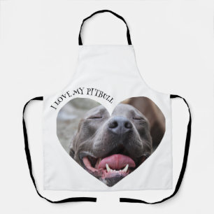 Ik hou van mijn pitbull hond aangepaste foto schort