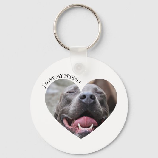 Ik hou van mijn pitbull hond aangepaste foto sleutelhanger (Voorkant)