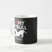 Ik hou van mijn pitbull hond aangepaste naam tekst koffiemok (Voorkant links)