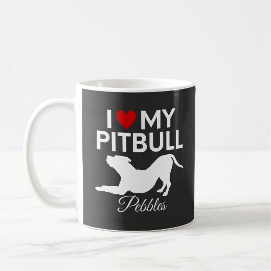 Ik hou van mijn pitbull hond aangepaste naam tekst koffiemok (Links)