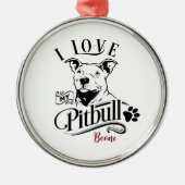 Ik hou van mijn Pitbull Kerstmis Metalen Ornament (Voorkant)