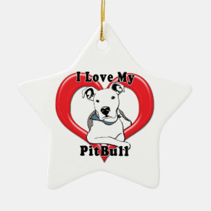 Ik hou van mijn PitBull Logo Keramisch Ornament