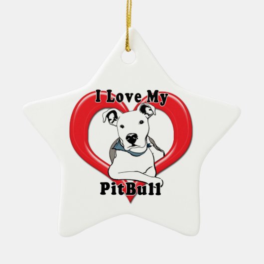 Ik hou van mijn PitBull Logo Keramisch Ornament (Voorkant)