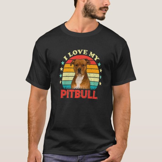 Ik hou van mijn Pitbull Mannen Vrouwen houden van  T-shirt (Voorkant)