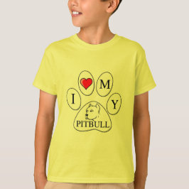 Ik hou van mijn pitbull poot - hond, huisdier, bes t-shirt
