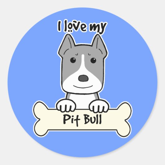 Ik hou van mijn Pitbull Ronde Sticker (Voorkant)