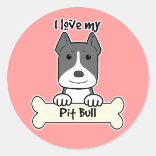 Ik hou van mijn Pitbull Ronde Sticker