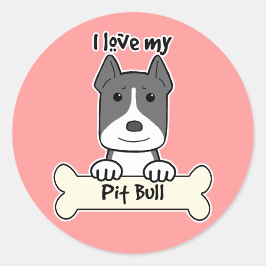 Ik hou van mijn Pitbull Ronde Sticker (Voorkant)