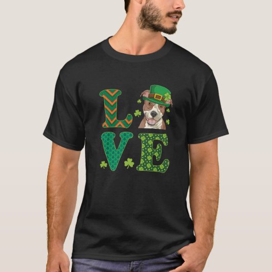 Ik hou van mijn Pitbull St. Patricks Day Pit Bull  T-shirt (Voorkant)