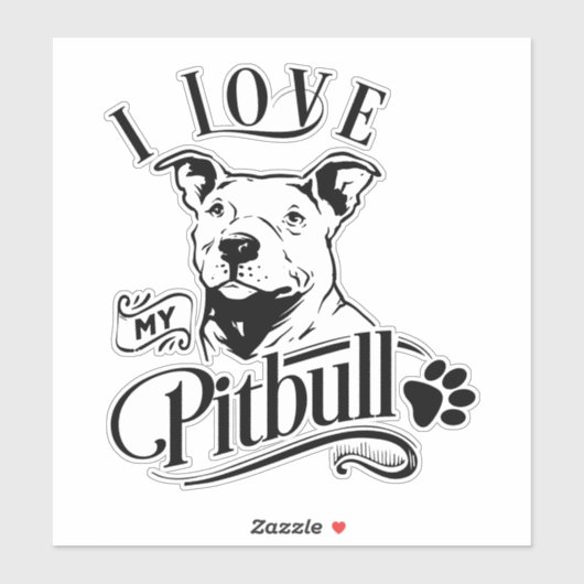 Ik hou van mijn Pitbull Vinyl Sticker (Vel)