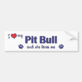 Ik hou van mijn pitbull (Vrouw Dog) Bumpersticker (Voorkant)