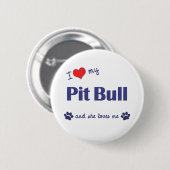 Ik hou van mijn pitbull (Vrouw Dog) Ronde Button 5,7 Cm (Voorkant /achterkant)
