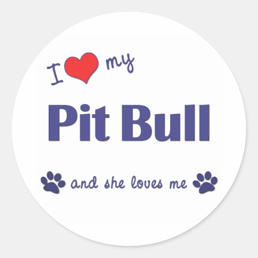 Ik hou van mijn pitbull (Vrouw Dog) Ronde Sticker (Voorkant)