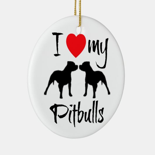 Ik hou van mijn pitbulls keramisch ornament (Rechts)