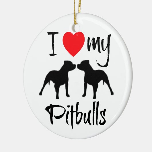 Ik hou van mijn pitbulls keramisch ornament (Links)