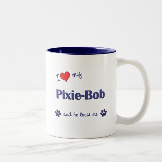 Ik hou van mijn pixie-Bob (mannenkat) Tweekleurige Koffiemok (Rechts)