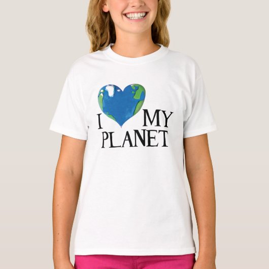 Ik hou van mijn planeet kinder shirt (Voorkant)