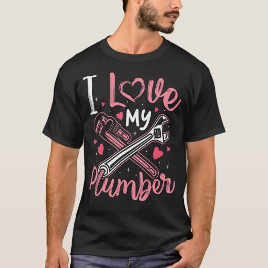 Ik hou van mijn Plumber Plumber vrouw Girls T-shirt (Voorkant)