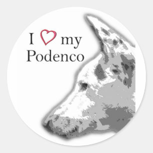 ik hou van mijn podenco ronde sticker