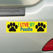 Ik hou van mijn poedel Bumpersticker (Op auto)