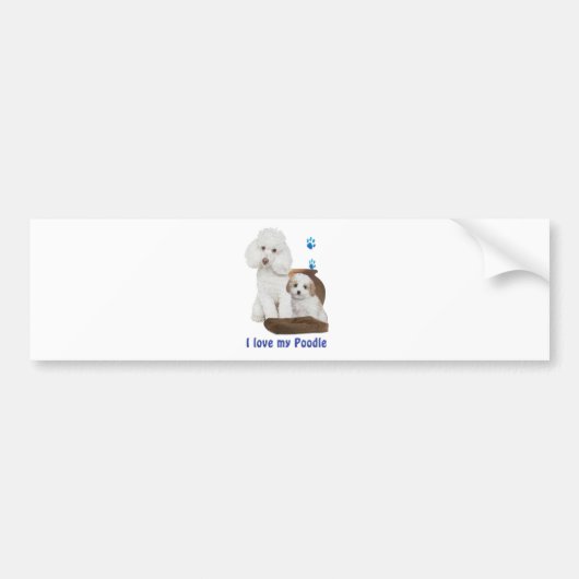 Ik hou van mijn poedel bumpersticker (Voorkant)