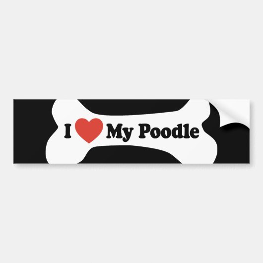 Ik hou van mijn poel - Dog Bone Bumpersticker (Voorkant)