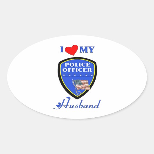 Ik hou van mijn politie. ovale sticker (Voorkant)