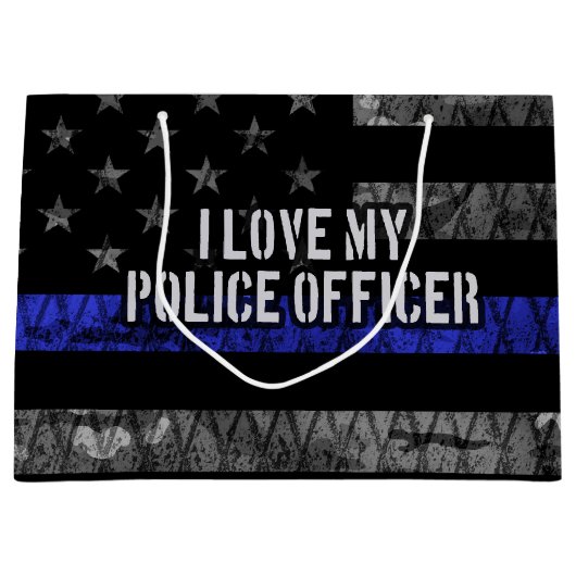 Ik hou van mijn politieagent in blauwe lijn. groot cadeauzakje (Voorkant)