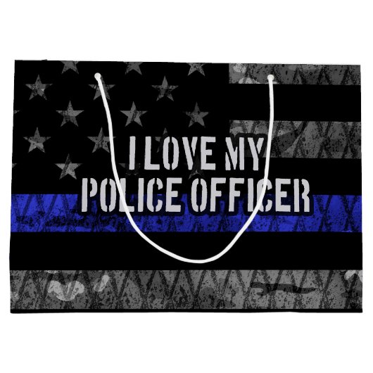 Ik hou van mijn politieagent in blauwe lijn. groot cadeauzakje (Achterkant)